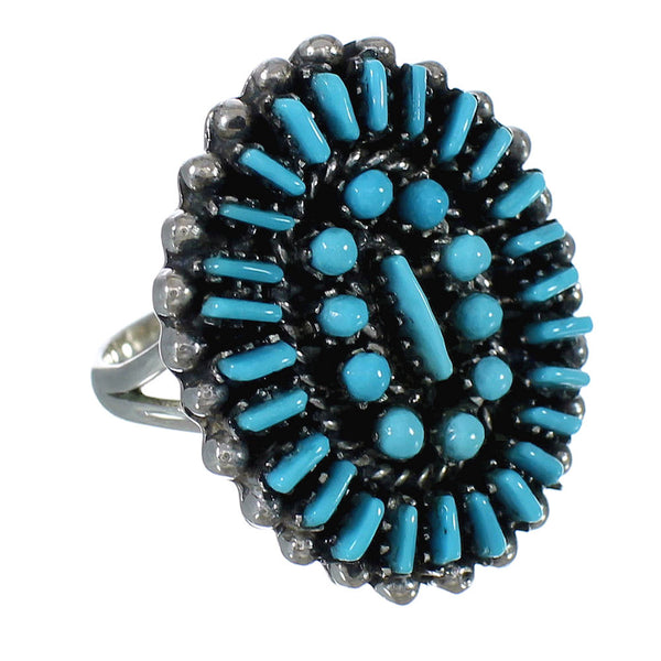 Sterling Silver Turquoise Needlepoint Ring Size 4-1/2 FX91400